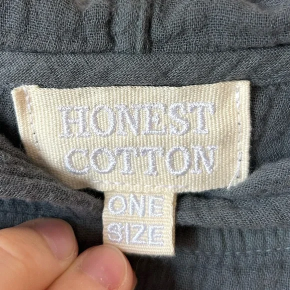 Honest Cotton Oversized Gauze Hoodie in Charcoal Grey, One Size - Picture 8 of 8